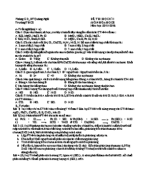 Đề thi học kì I môn Hóa học 8 năm học 2015 - 2016